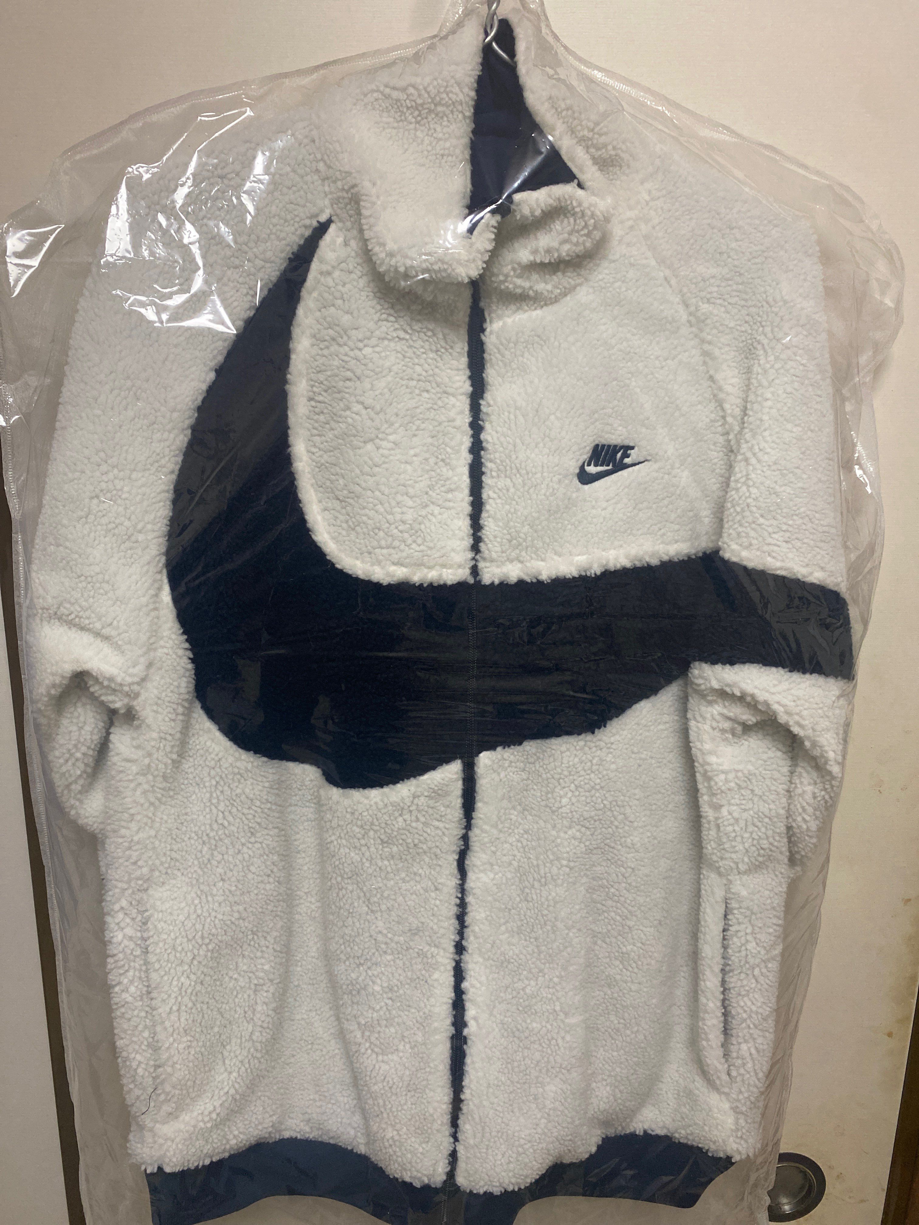 Nike Big Swoosh Reversible Boa Jacket "Sail/Dark Obsidian"