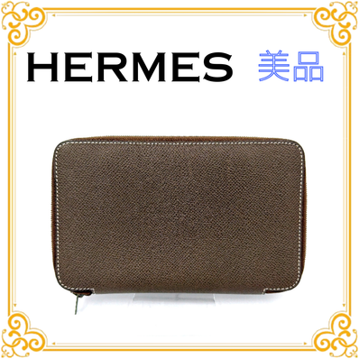 ■美品■ HERMES エルメス ヴィジョン アジェンダ 長財布 ベージュ ヴォーエプソン レザー ジップ レディース 手帳カバー レア ブランド