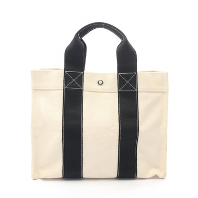 エルメス HERMES ボラボラPM トートバッグ バッグ キャンバス レディース アイボリー系 / ブラック系 【中古】
