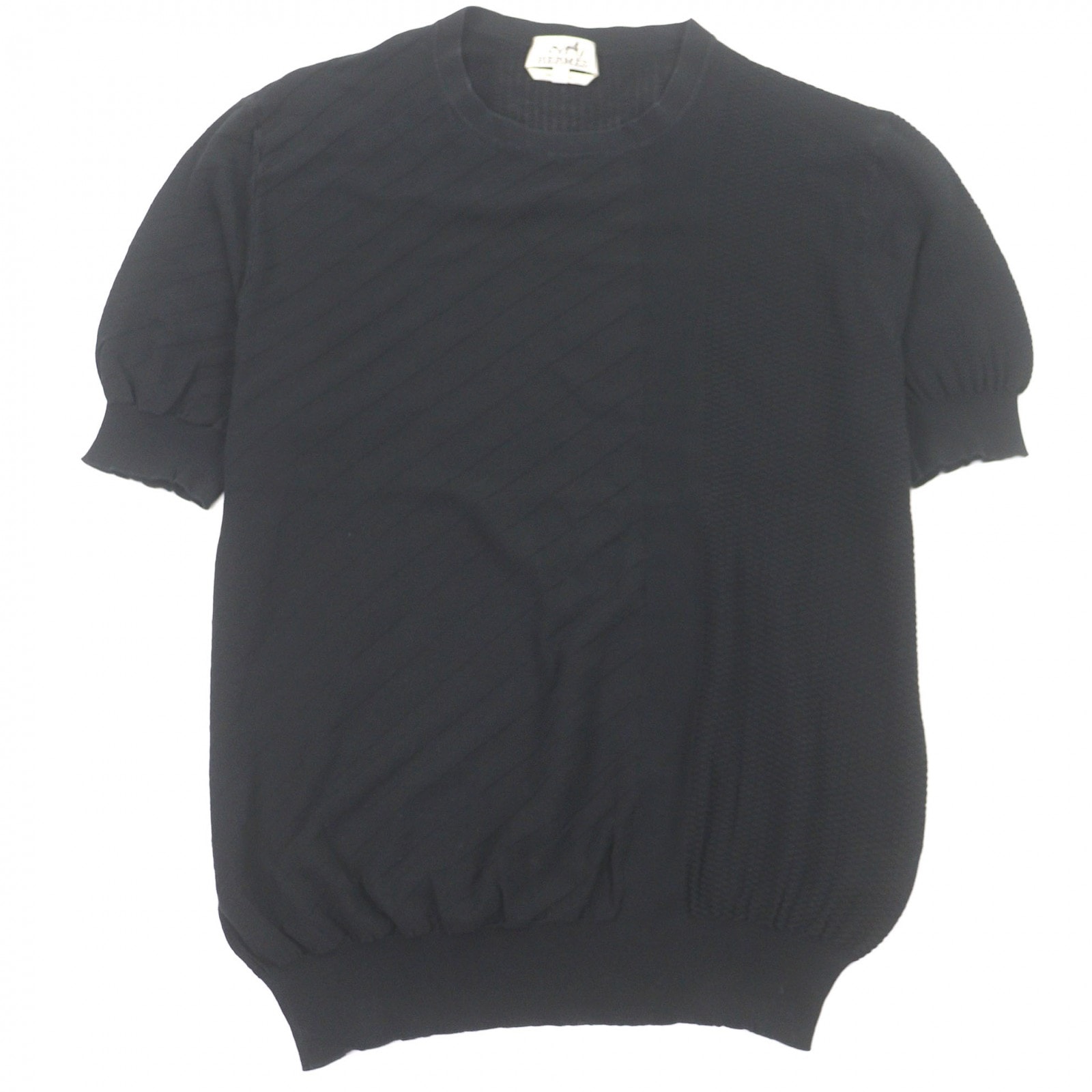 美品 エルメス 半袖ニット ブラック メンズ L