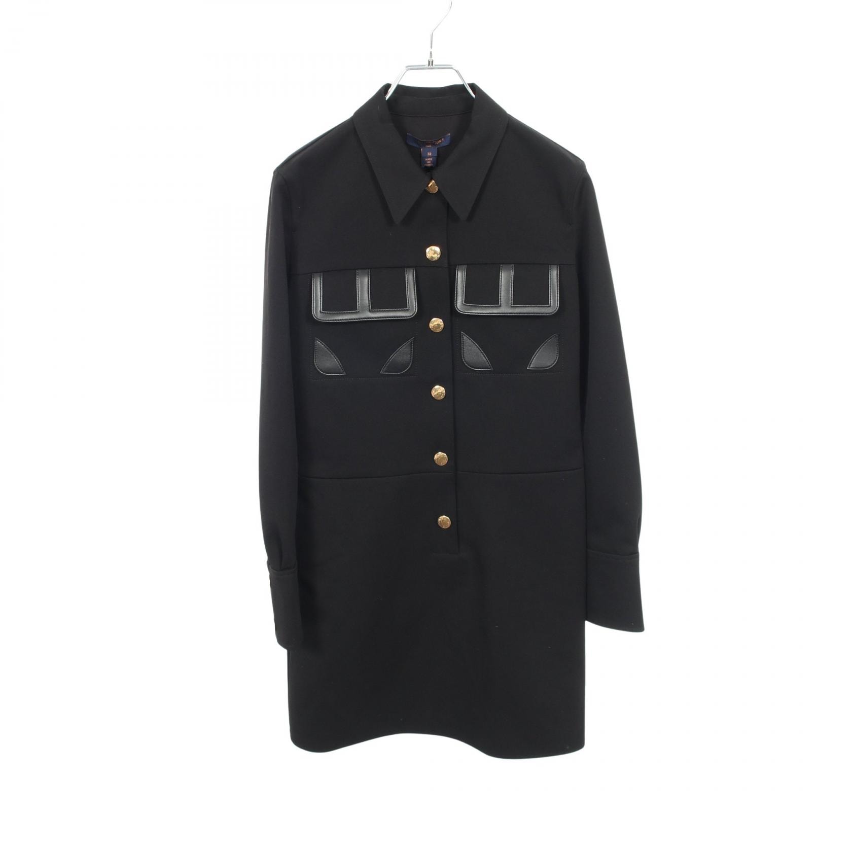 ルイ・ヴィトン LOUIS VUITTON 長袖 ワンピース 衣料品 トップス ポリエステル レディース ブラック系 RW241W 039 FPDR51 【中古】
