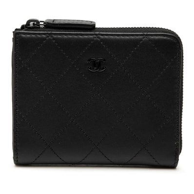 シャネル ココマーク マトラッセ コインケース コンパクトウォレット L字ファスナー AP3997 ソーブラック レザー レディース CHANEL 【中古】