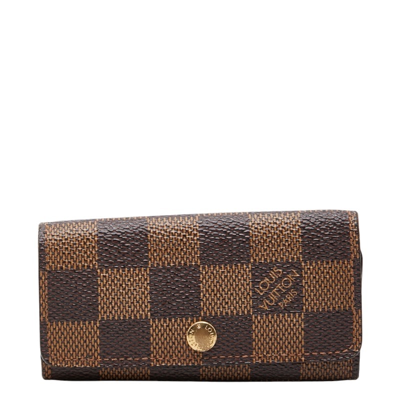 ルイ ヴィトン ダミエ ミュルティクレ4 4連 キーケース N60385 ブラウン PVC レザー レディース LOUIS VUITTON 【中古】
