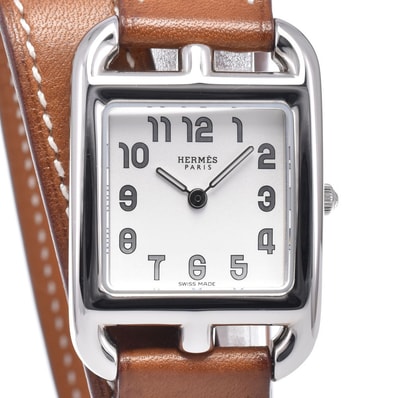 エルメス HERMES CC1.210a ケープコッド ドゥブルトゥール ホワイト クォーツ レディース 美品 内箱・保証書付き 腕時計 O#149123