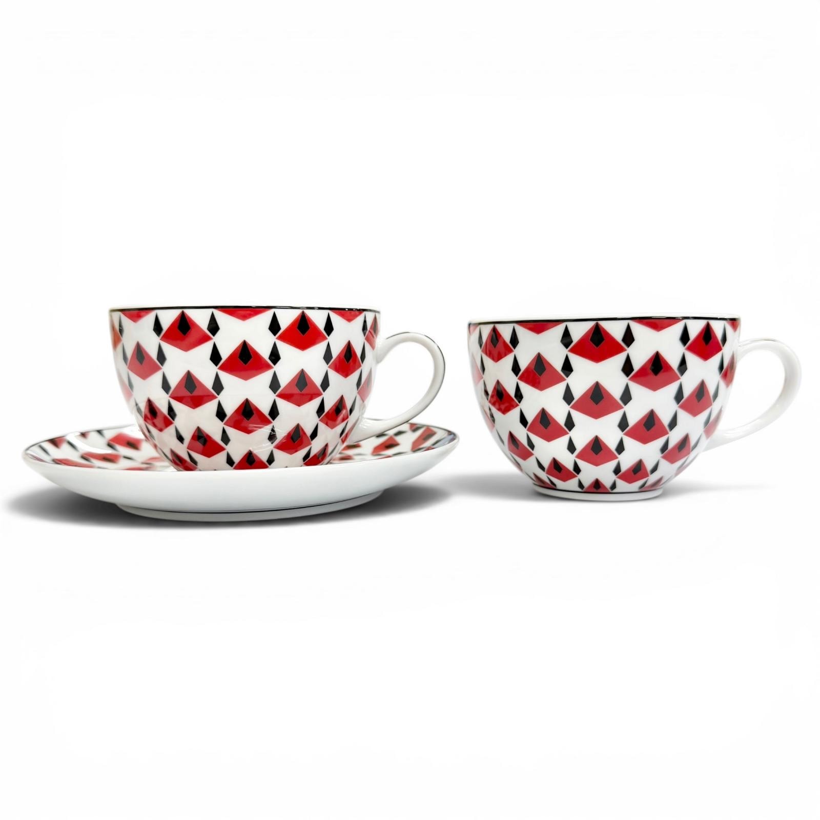 極美品 プラダ 食器 ポーセリン ティーカップ セット Vienna Red