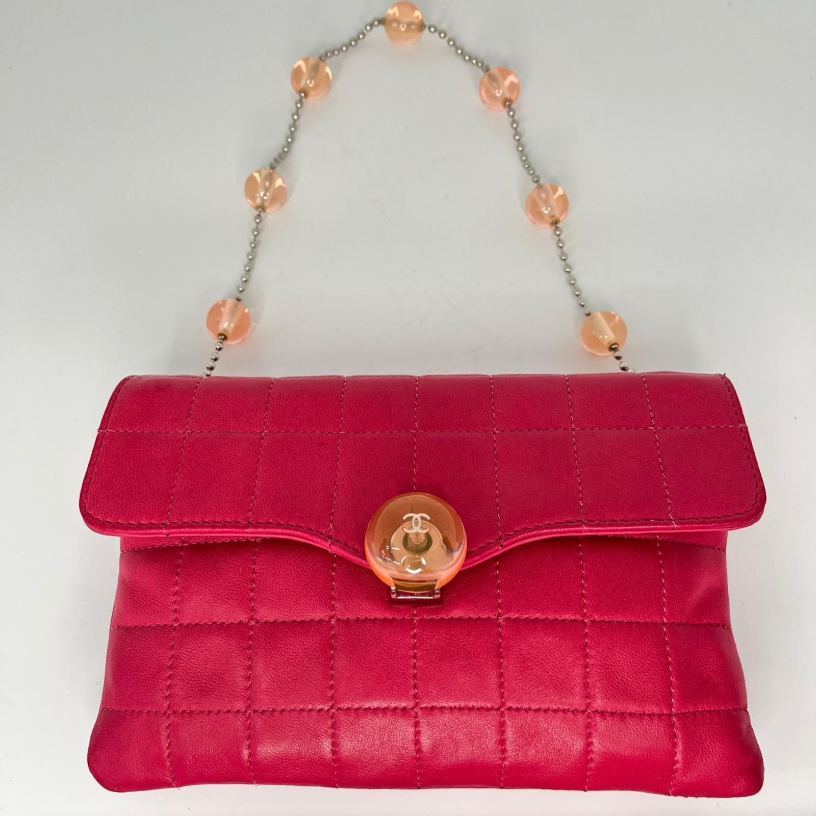 CHANEL シャネル チョコバー ボールチェーンショルダー ショルダーバッグ ショッキングピンク ギャランティカード・箱付