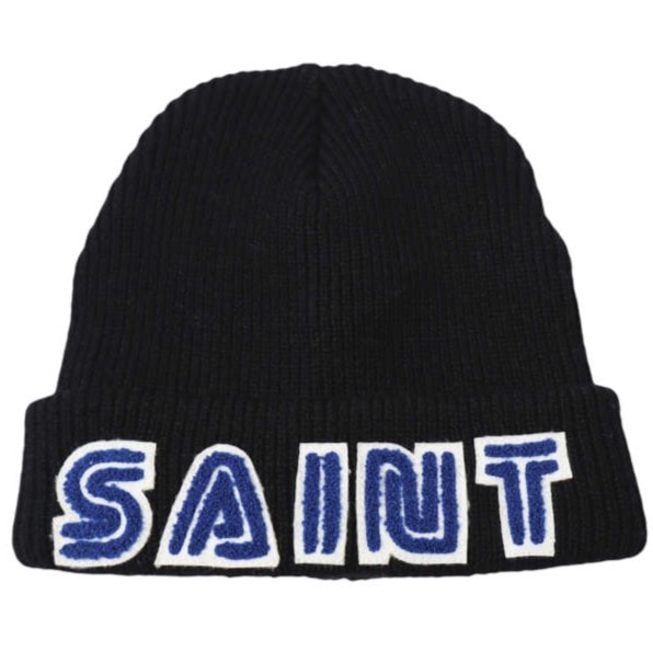 新品 SAINT MICHAEL セントマイケル 25AW 日本製 SG_KNIT CAP/SAINT SEGA セガ ウールニットキャップ SM-HR1-0000-C65 BLACK SAINT Mxxxxxx ビーニー ニット帽 ワッチキャップ 帽子