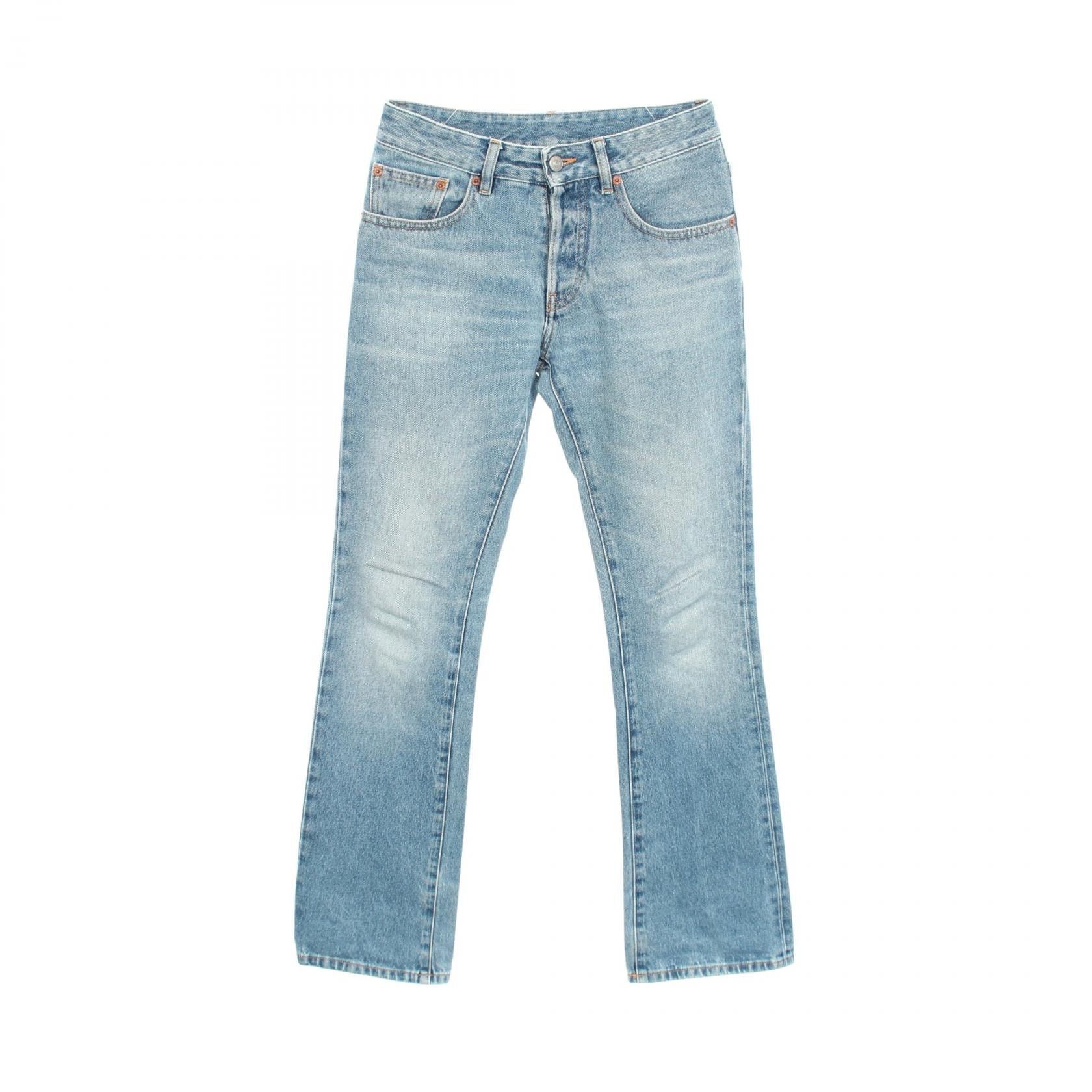 エムエムシックス MM6 LOW-WAISTED FLARED JEANS ボタンフライ デニムパンツ 衣料品 ボトムス コットン メンズ ブルー系 【中古】