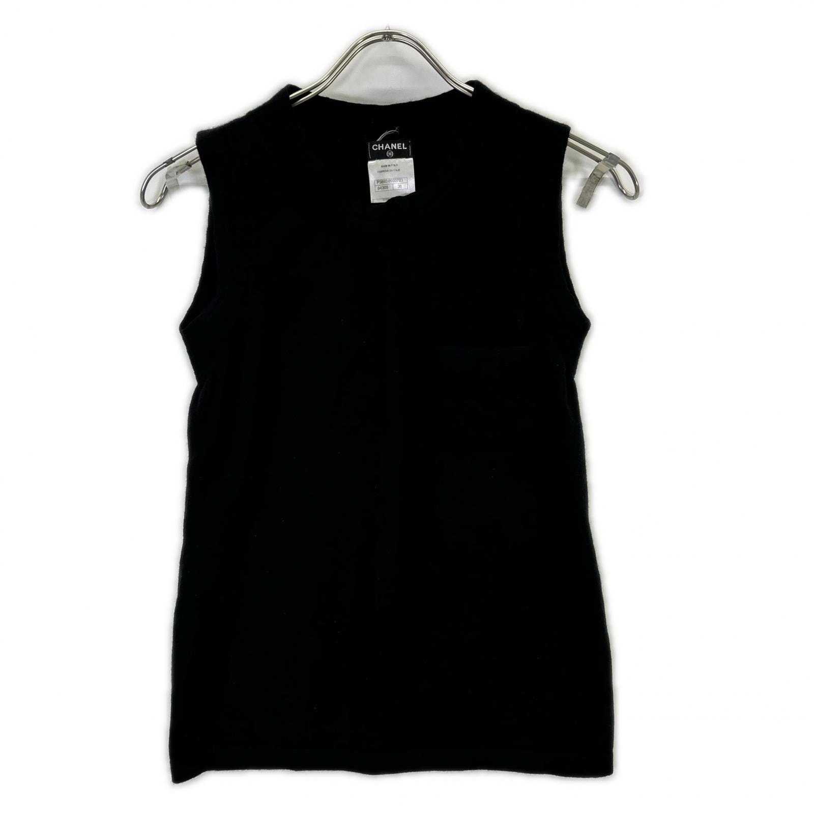 シャネル 12A P38924K02723 ブラック フラワーポケットニットベスト 38