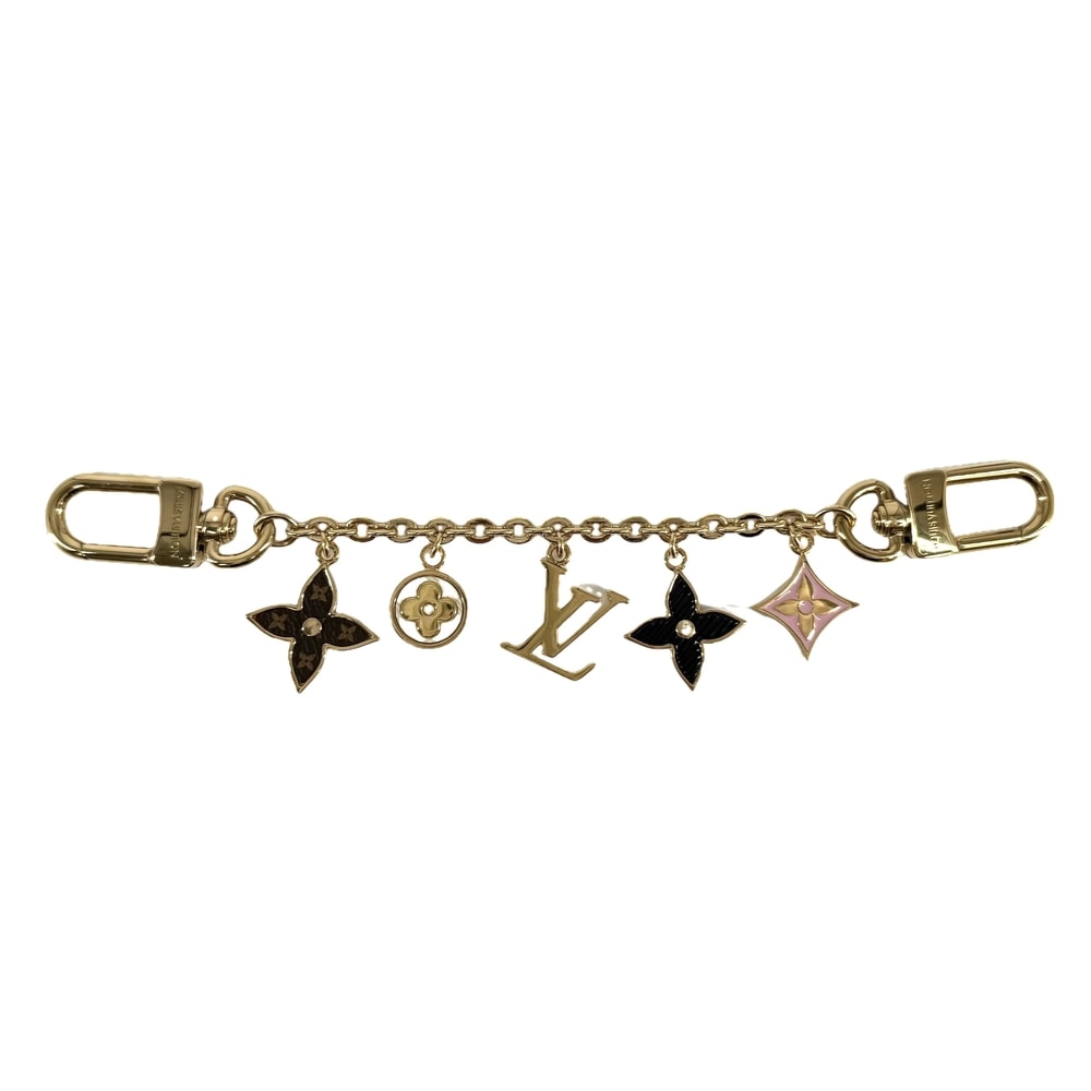 LOUIS VUITTON ルイヴィトン バッグチャーム チェーンスプリングストリート キーホルダー モノグラム・フラワー LVイニシャル    M01188 ゴールド レディース 美品【中古品】