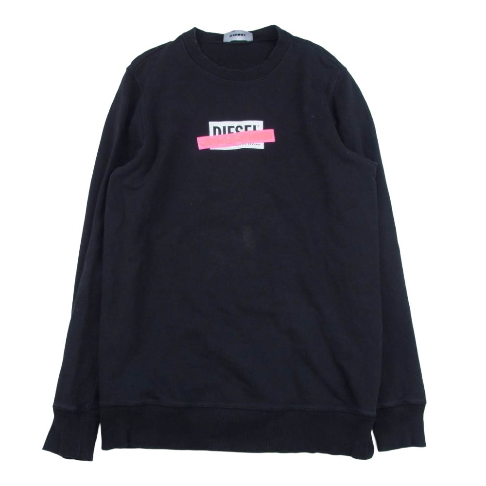 DIESEL ディーゼル スウェット ボックスロゴ クルーネック スウェット ブラック系 S【中古】