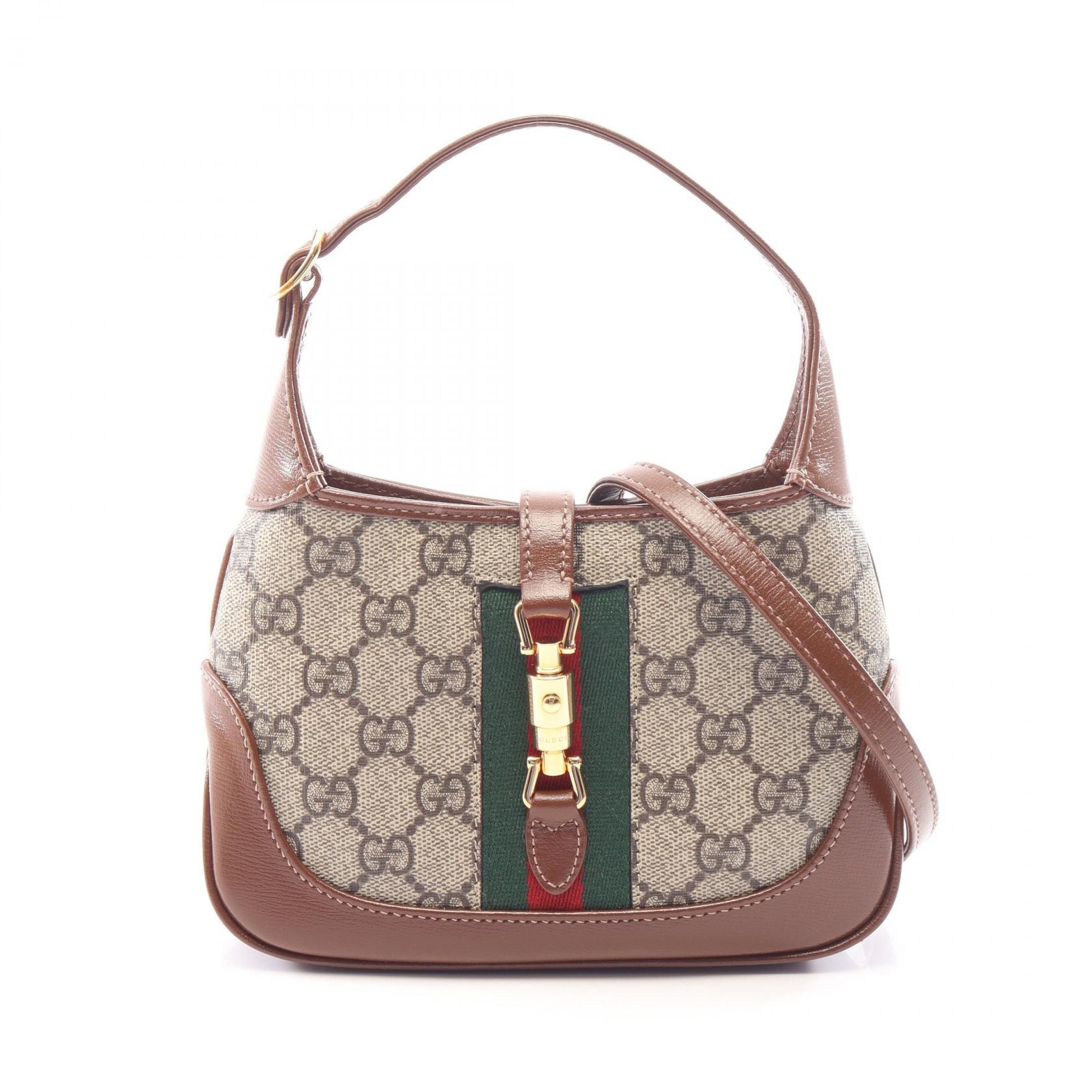 グッチ GUCCI ジャッキー 1961 GGスプリーム 2WAY ハンドバッグ バッグ PVCコーティングキャンバス レザー レディース ベージュ系 / ブラウン系 / マルチカラー 637092 【中古】