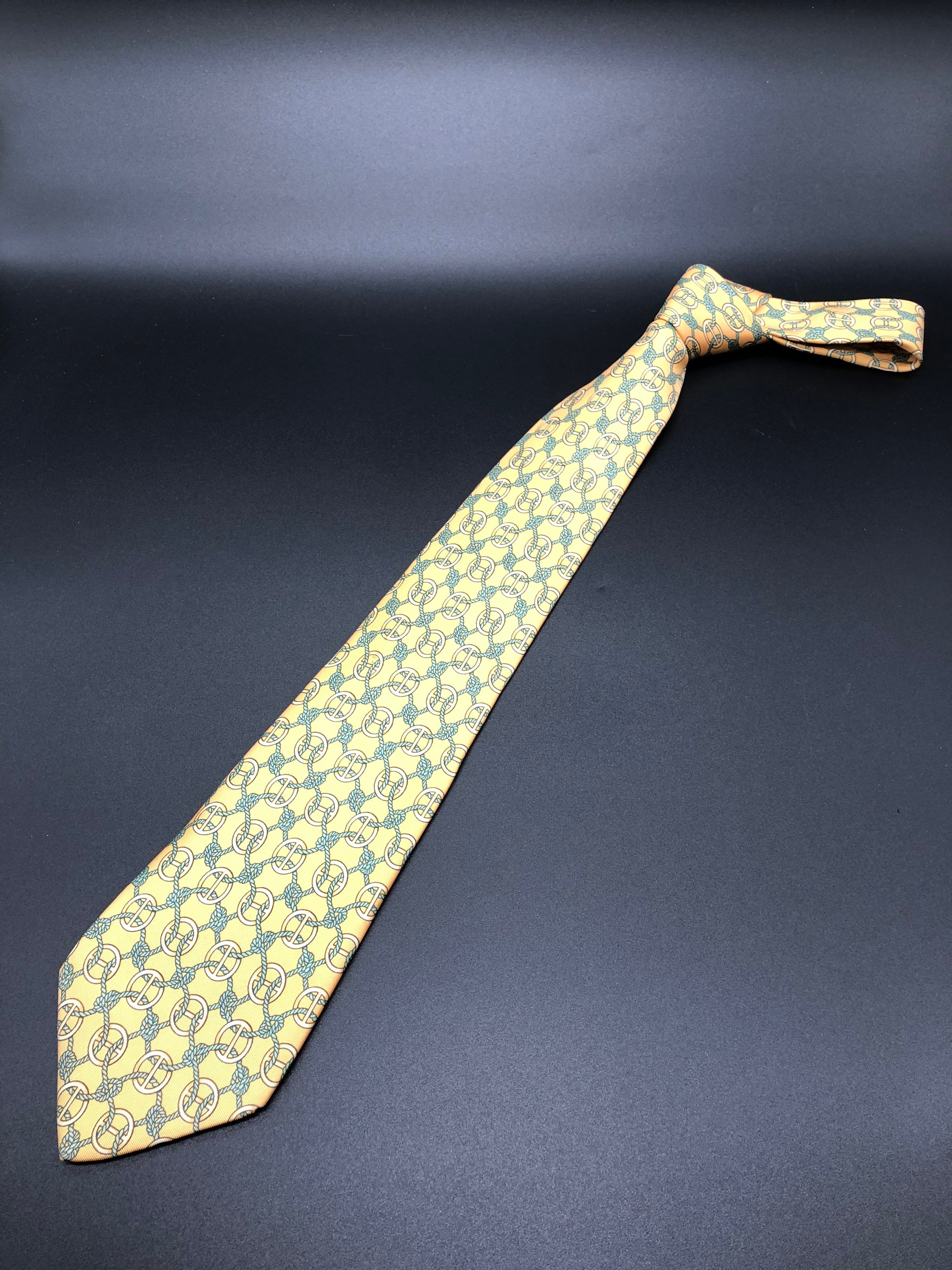 HERMES (エルメス) ネクタイ H柄 (イエロー)