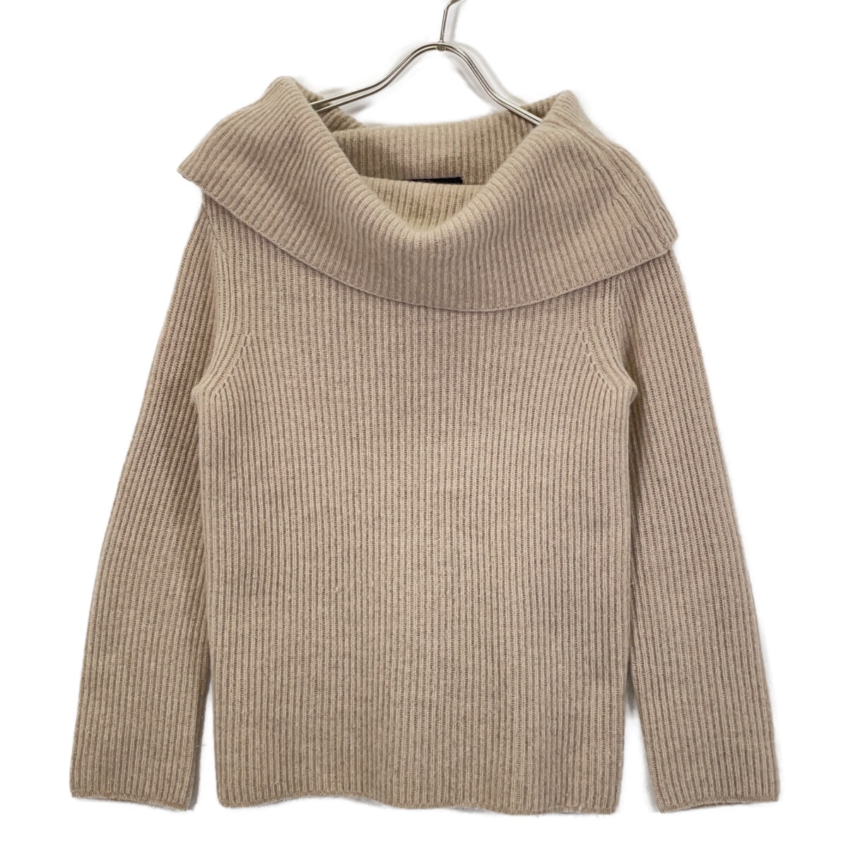ザ ロウ ベージュ カシミヤ100 ボリュームネックニット S