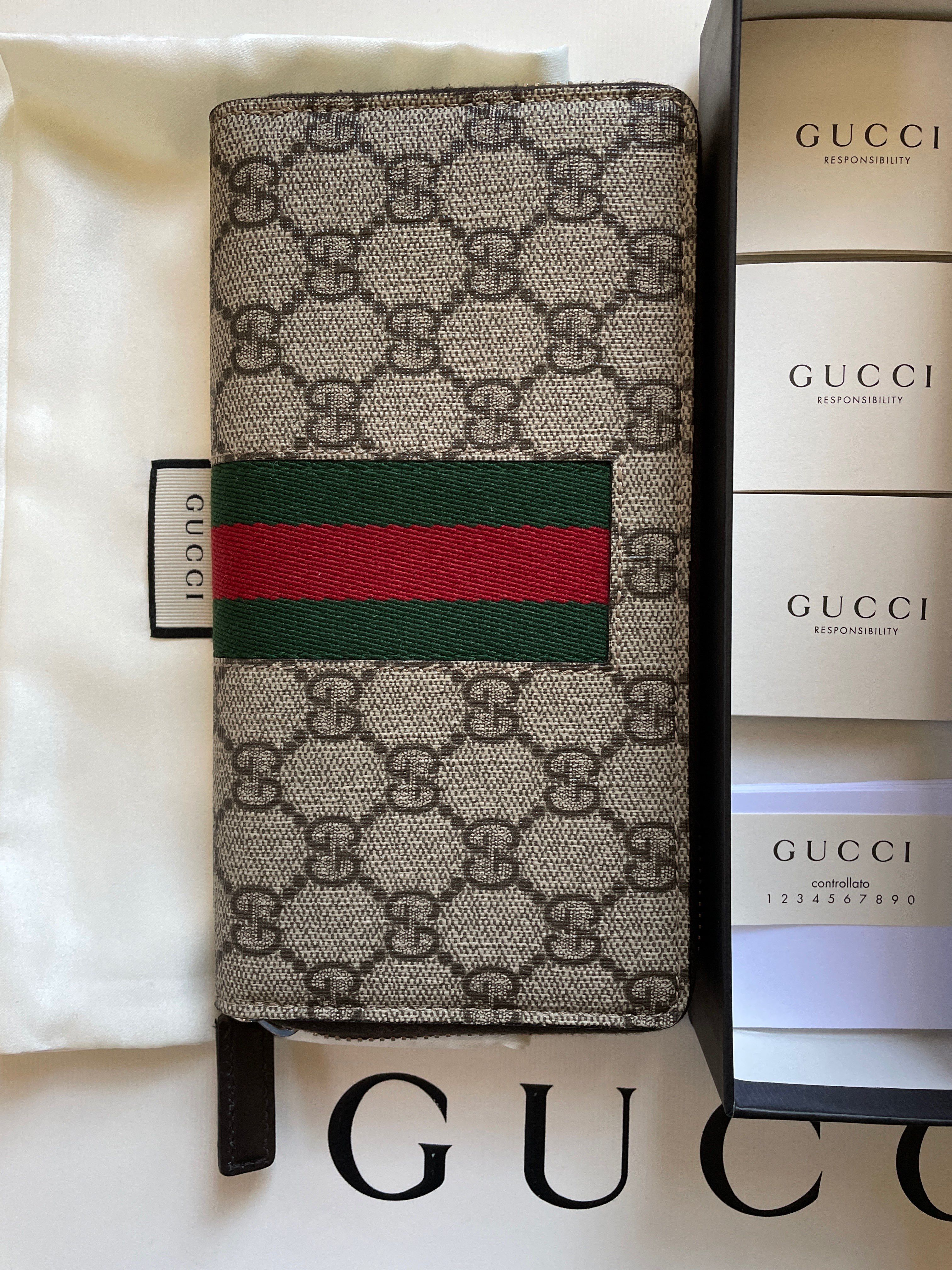 GUCCI GG Supreme Web Zip Around Wallet