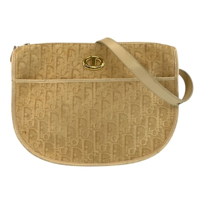 Christian Dior クリスチャンディオール ヴィンテージ トロッター ベージュ ゴールド金具 キャンバス レザー/ ショルダーバッグ ポシェット 600983 【中古】
