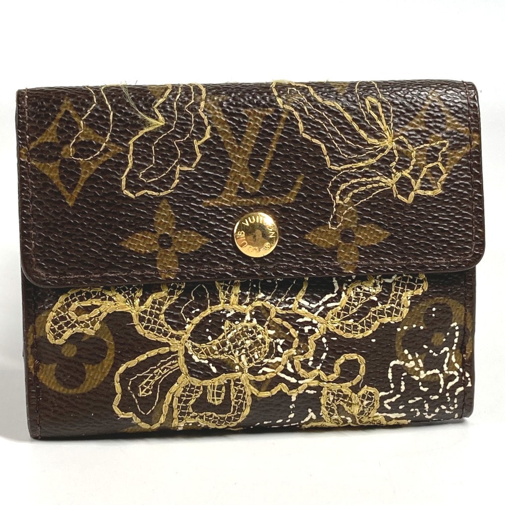 ルイヴィトン LOUIS VUITTON ラドロー M95391 モノグラムダンテェル 刺繍 コンパクトウォレット 2つ折り財布 モノグラムキャンバス ブラウン