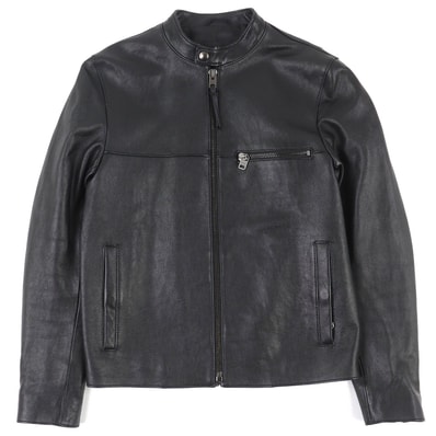 極美品 コーチ レザー レーサー ジャケット ブラック メンズ S 88799
