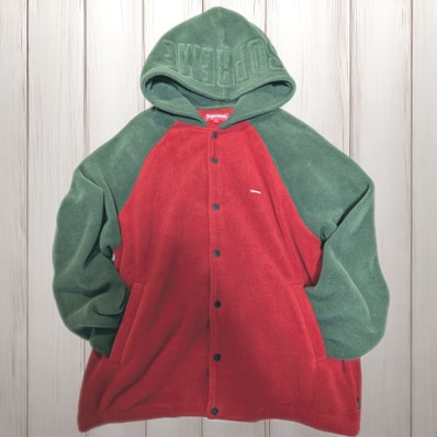 美品 Supreme/シュプリーム バイカラーフリーススタジャン ブルゾンL