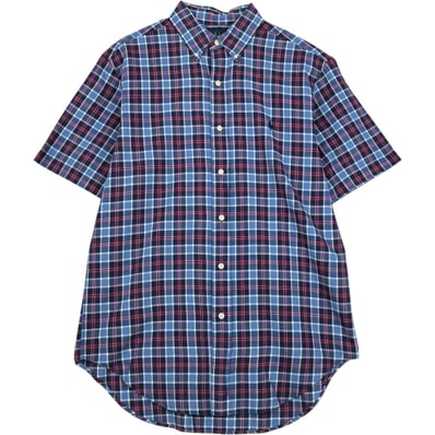 古着 ラルフローレン Ralph Lauren CLASSIC FIT 半袖 ボタンダウン チェックシャツ メンズM相当/eaa623639