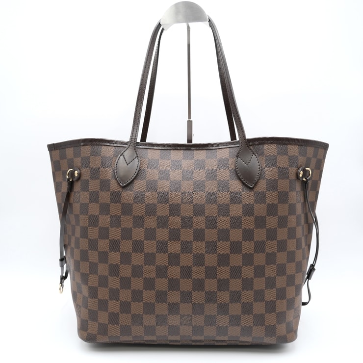 LOUIS VUITTON(ルイ・ヴィトン)ネヴァーフル MM ダミエ・エベヌ トートバッグ ブラウン レッドライニング ゴールド金具 レディース【中古】