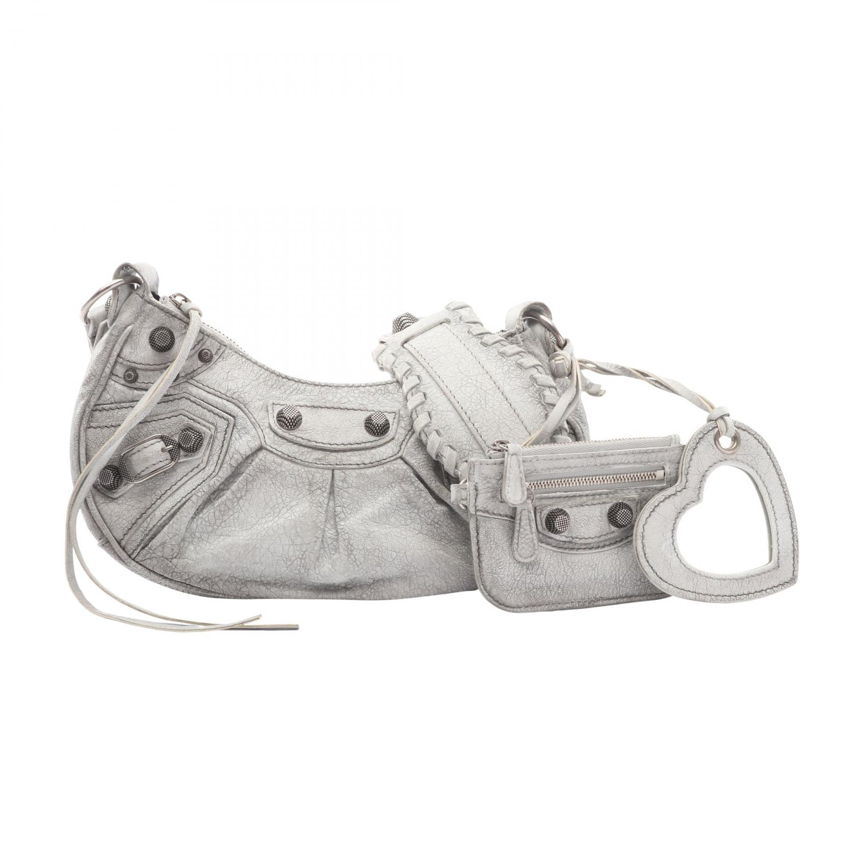 バレンシアガ BALENCIAGA LE CAGOLE ルカゴール ショルダーバッグ バッグ レザー レディース グレー系 671309 【中古】