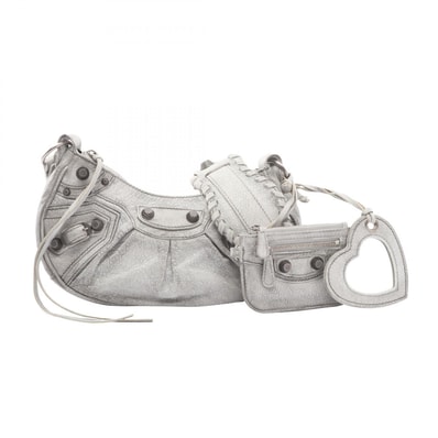 バレンシアガ BALENCIAGA LE CAGOLE ルカゴール ショルダーバッグ バッグ レザー レディース グレー系 671309 【中古】