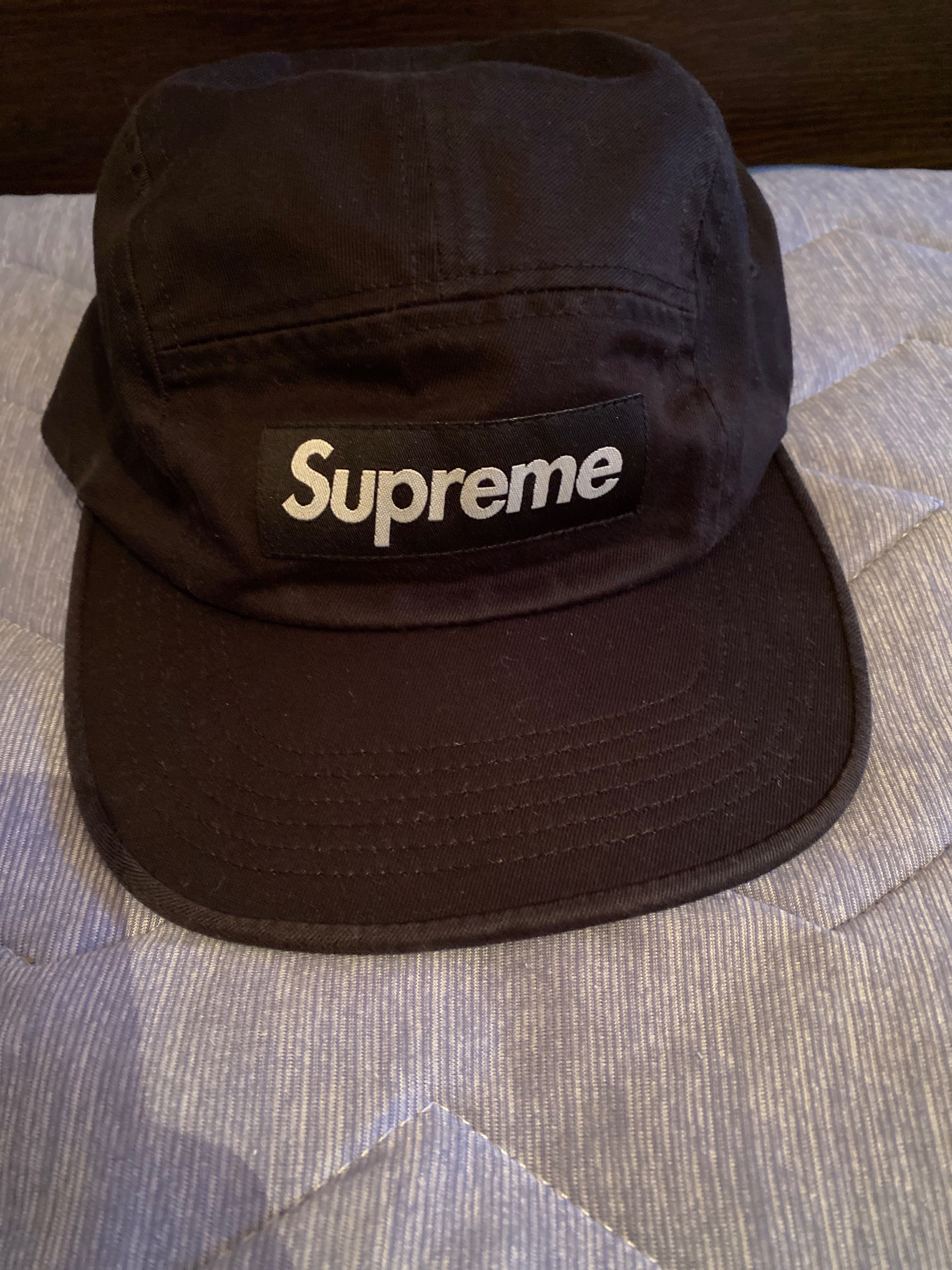 Supreme Washed Chino Twill Camp Cap "Black"(21SS)