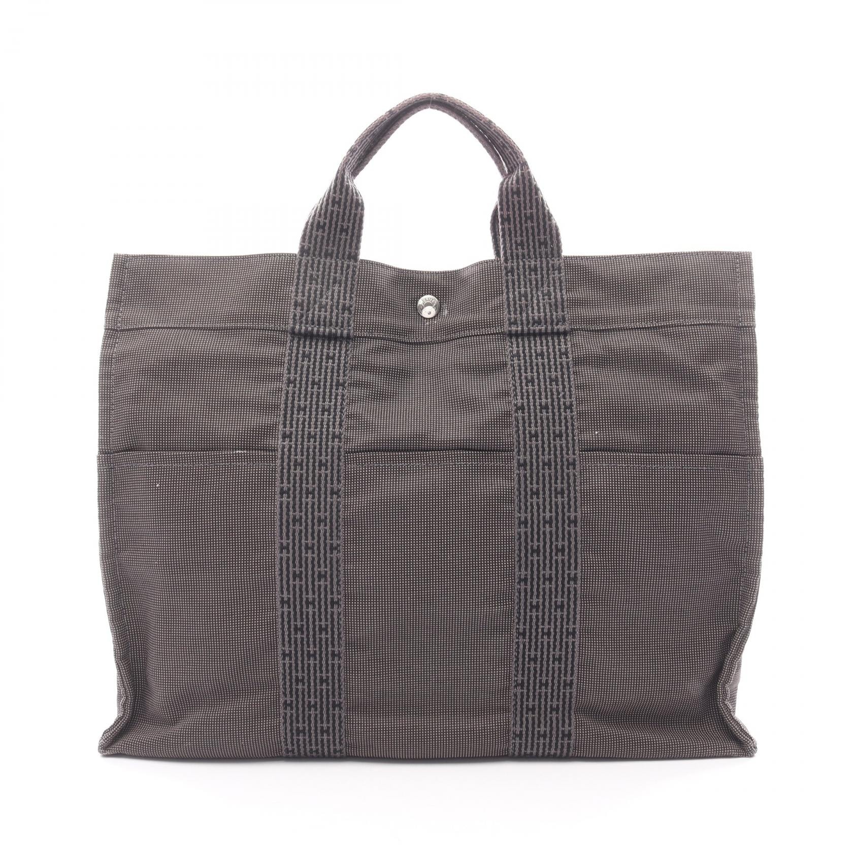 エルメス HERMES エールラインMM トートバッグ バッグ キャンバス ナイロンキャンバス メンズ レディース グレー系 【中古】