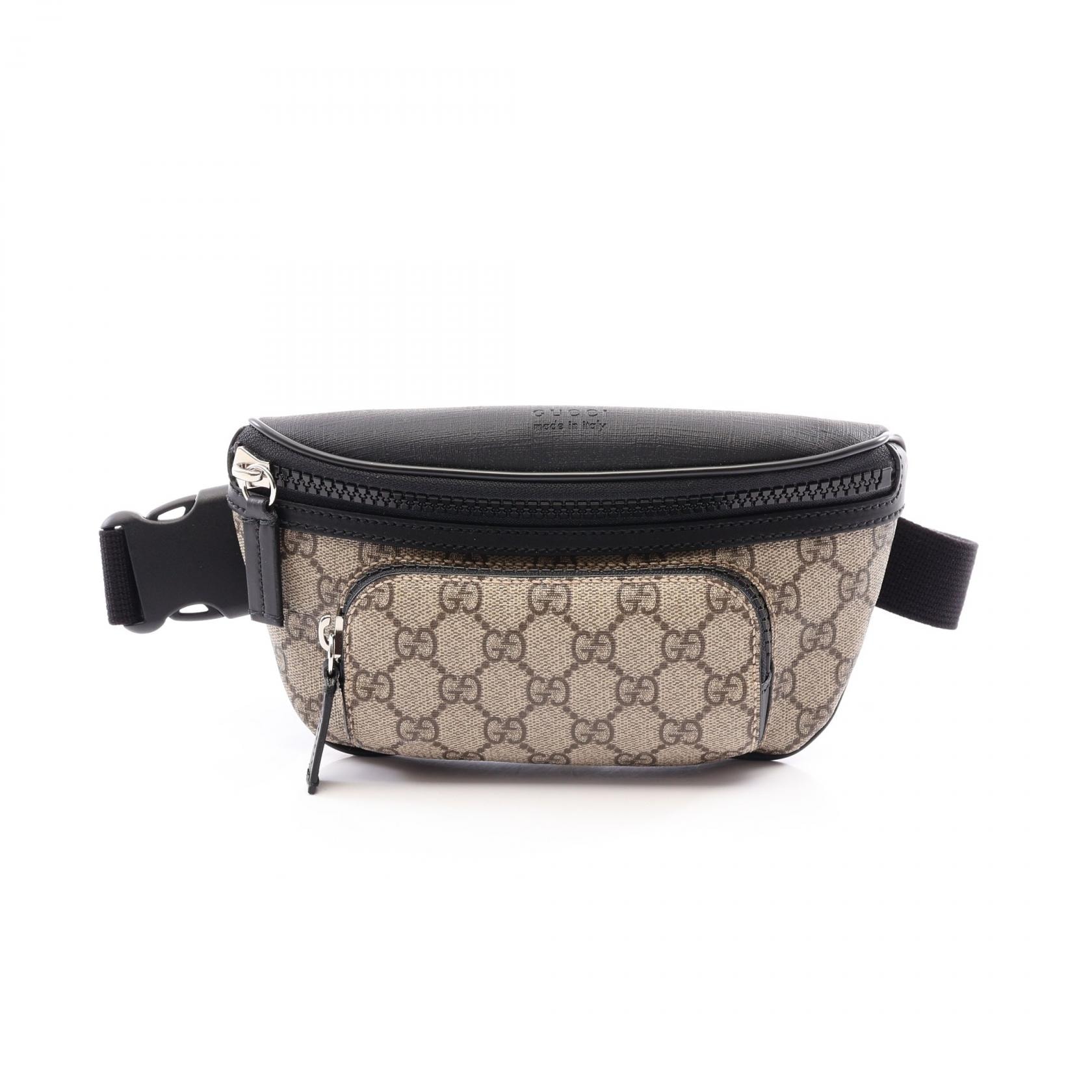 グッチ GUCCI GGスプリーム ベルトバッグ ウエストバッグ ボディバッグ バッグ PVCコーティングキャンバス レザー メンズ ベージュ系 / ブラック系 779877 【中古】
