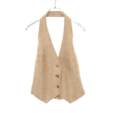 マックスマーラ MAX MARA SAURO サウロ ピュア ジレ ベスト 衣料品 トップス ファブリック レディース ベージュ系 【中古】