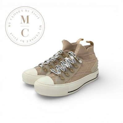 クリスチャンディオール CHRISTIAN DIOR WALKNDIOR スニーカー 靴 シューズ ニット ラバー ピンクベージュ ロゴ ハイカットスニーカー