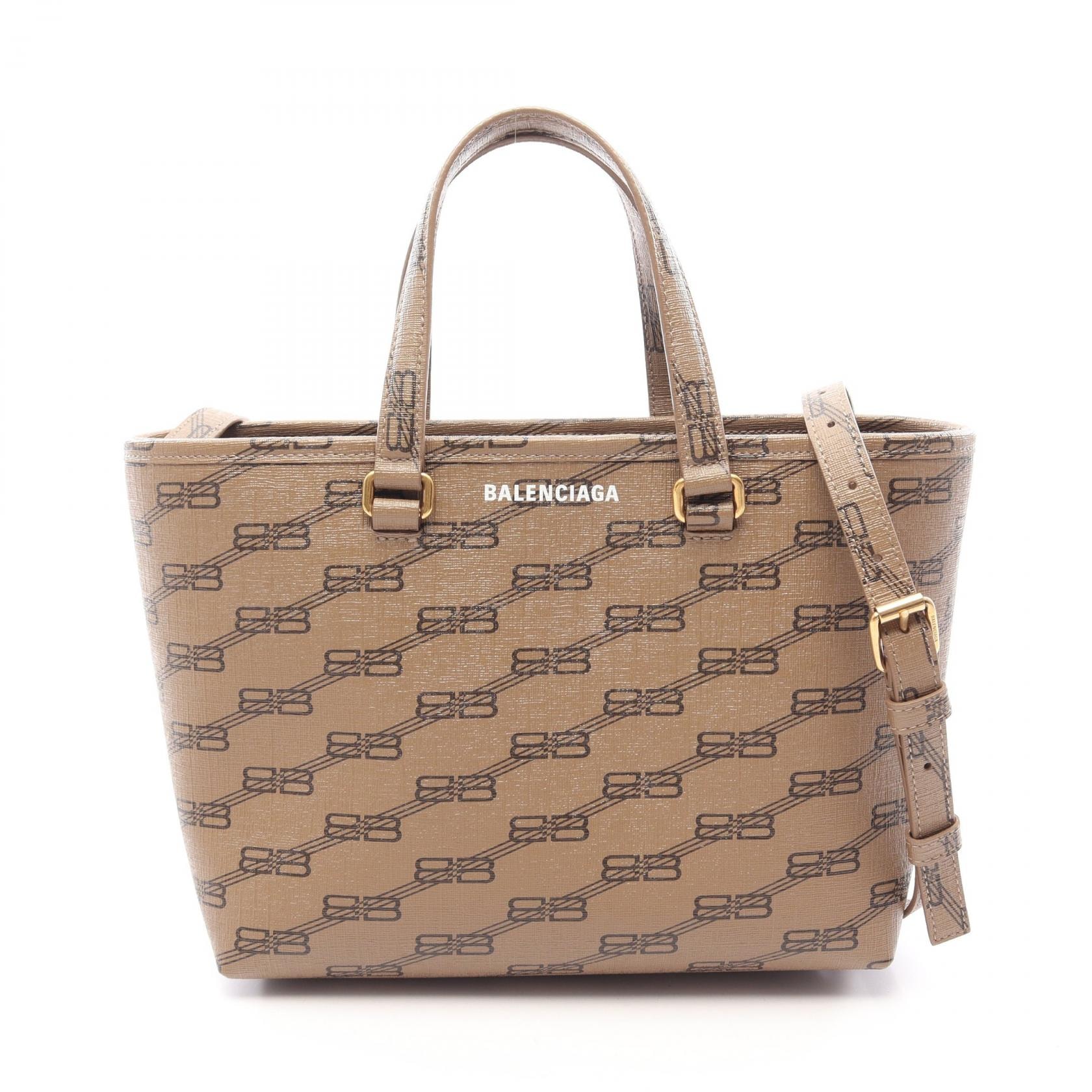 バレンシアガ BALENCIAGA シグネチャー スモール ショッパー 2WAY ハンドバッグ バッグ PVCコーティングキャンバス レディース ブラウン系 702699 【中古】