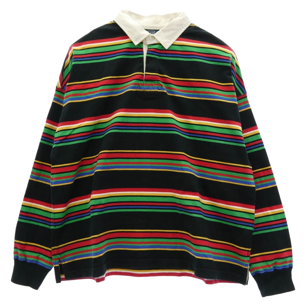 SAINT MICHAEL セントマイケル スウェット SM-YS8-0000-025 RUGGER SHIRT BORDER ボーダー ラガーシャツ ラグビー ポロカラー スウェット トレーナー マルチカラー系 L【中古】