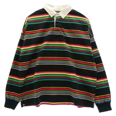 SAINT MICHAEL セントマイケル スウェット SM-YS8-0000-025 RUGGER SHIRT BORDER ボーダー ラガーシャツ ラグビー ポロカラー スウェット トレーナー マルチカラー系 L【中古】