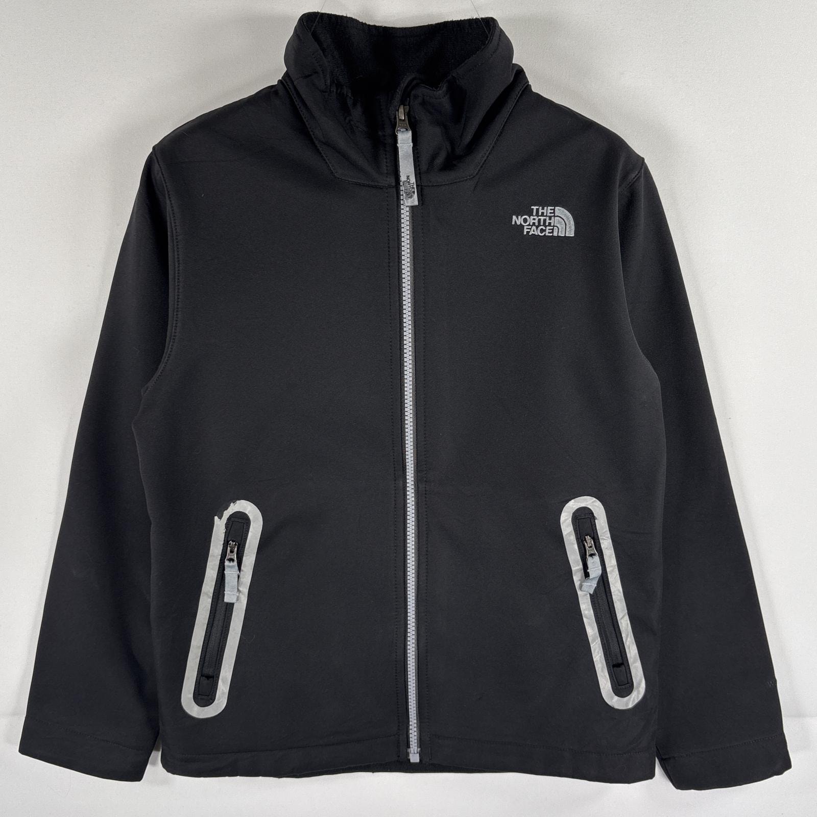 古着 ザ・ノースフェイス THE NORTH FACE ナイロンジャケット シェルジャケット フリース ワンポイント フルジップ M(10−12) ブラック ボーイズ