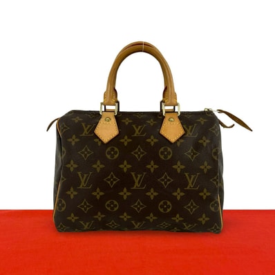 LOUIS VUITTON ルイヴィトン スピーディ 25 モノグラム レザー PVC ハンドバッグ ブラウン
193-1
