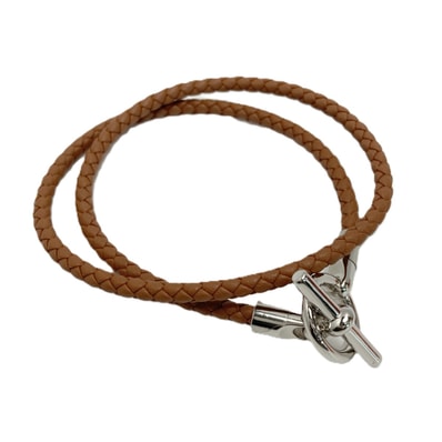 HERMES エルメス グレナン ドゥブルトゥール ブラウン レザーブレスレット 箱・布袋有