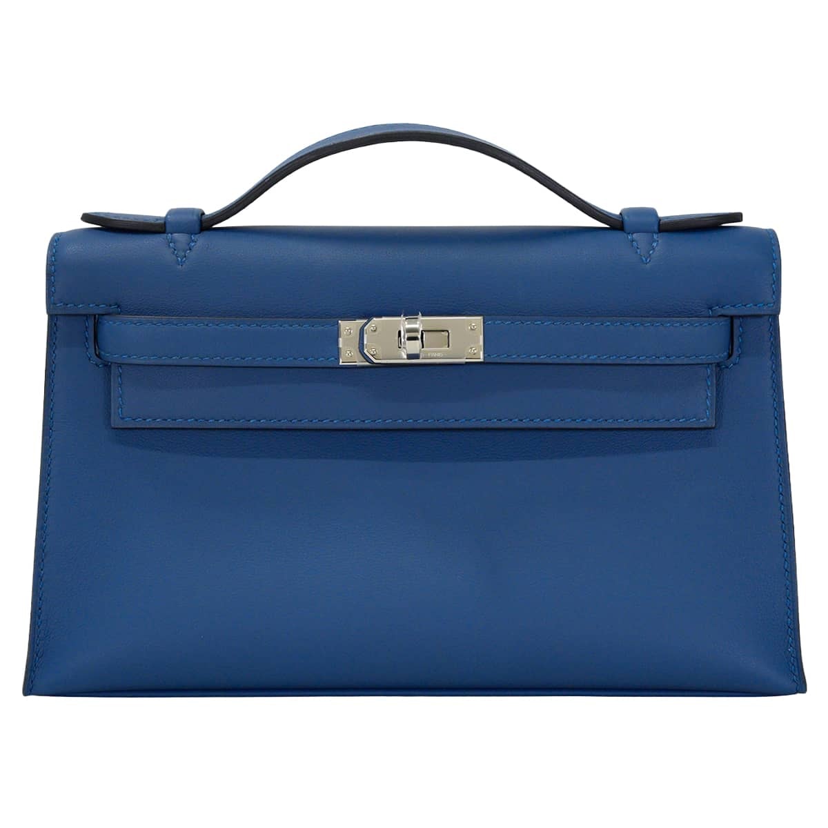 HERMES エルメス ハンドバッグ ポシェットケリー ブルータイ スイフト シルバー金具 K刻印 新品同様【中古】