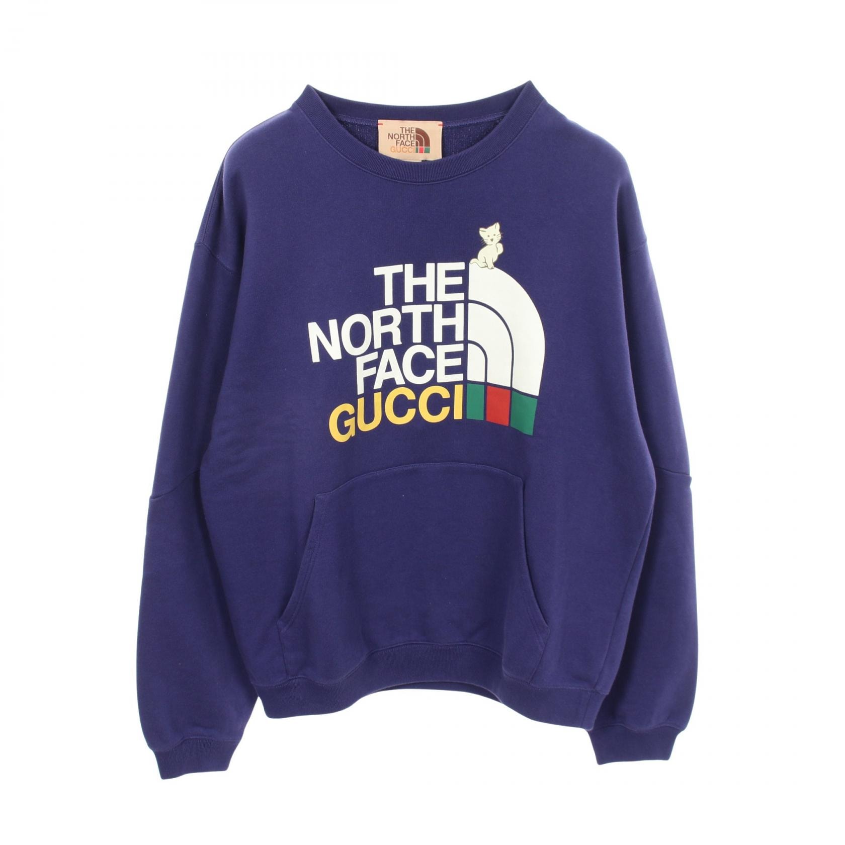 グッチ GUCCI GUCCI × THE NORTH FACE ロゴプリント ポケット付き スウェット 衣料品 トップス コットン メンズ パープル系 617964 【中古】