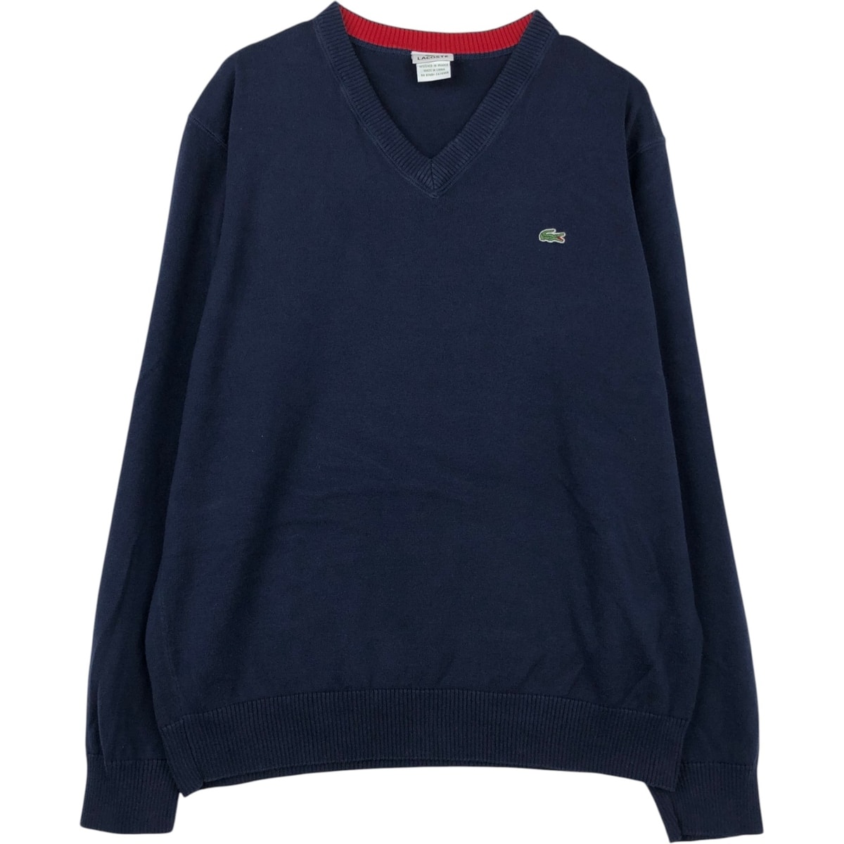 古着 ラコステ LACOSTE Vネック コットンニットセーター 6 メンズXL相当/eaa618827