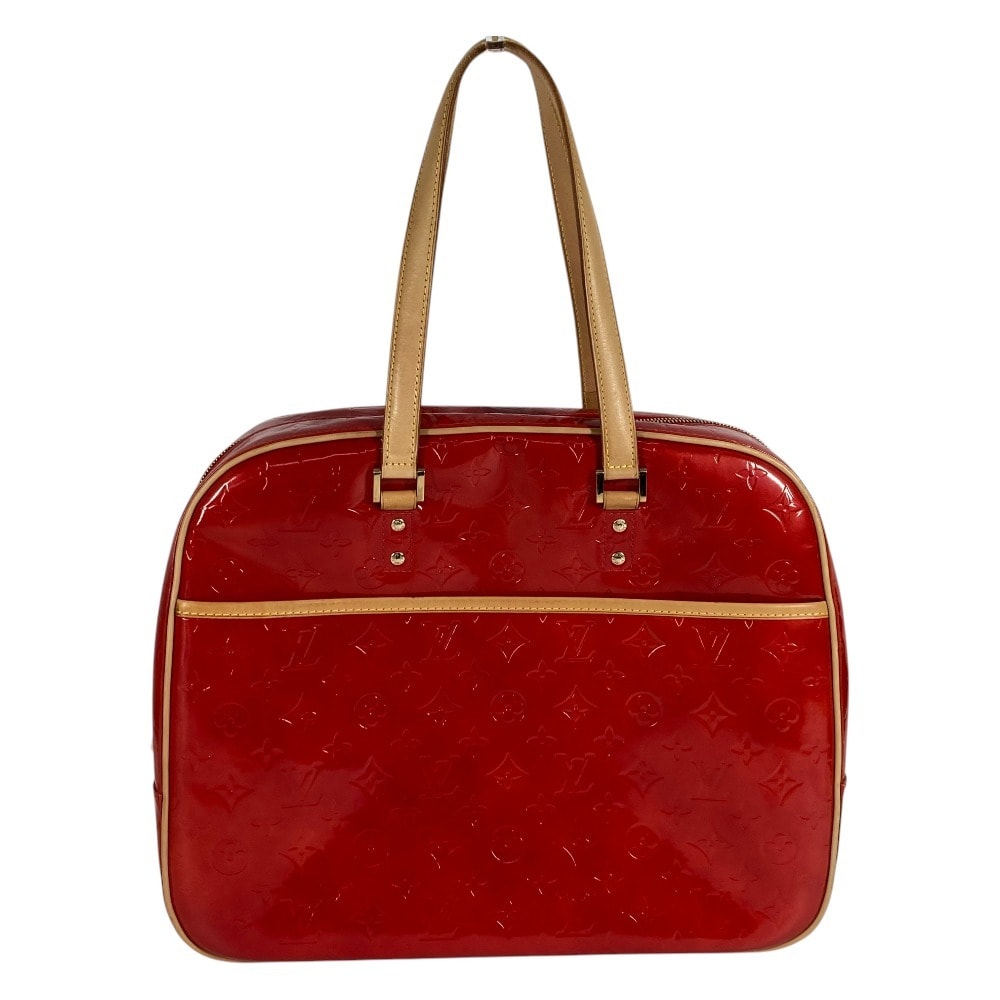 ルイヴィトン LOUIS VUITTON サットン M91080 モノグラムヴェルニ 肩掛け ボストンバッグ カバン ショルダーバッグ モノグラムヴェルニキャンバス レッド