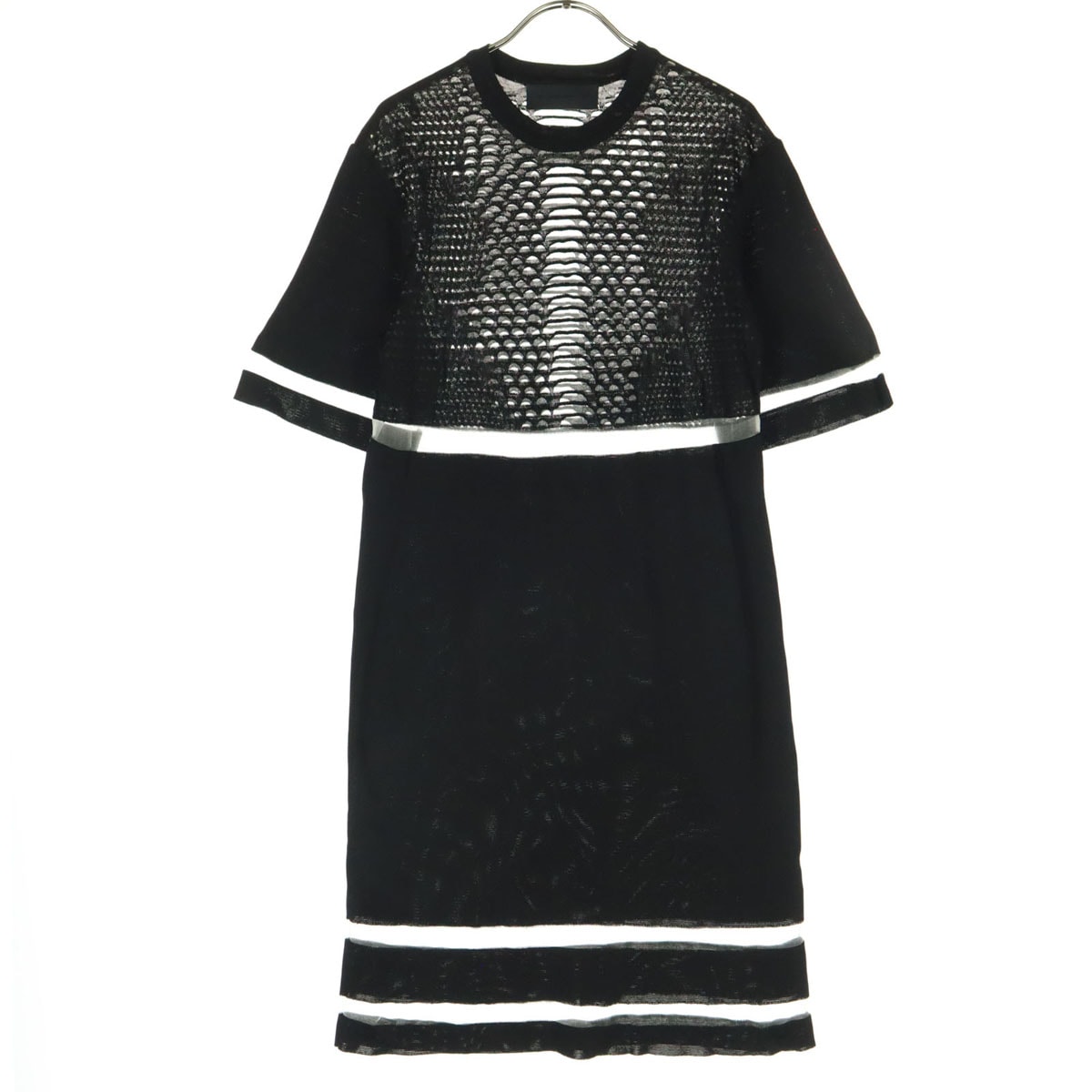 Alexander Wang アレキサンダーワン エイチアンドエム H&M  コラボ 半袖 シースルー ニット クルーネック 膝丈ワンピース S ブラック