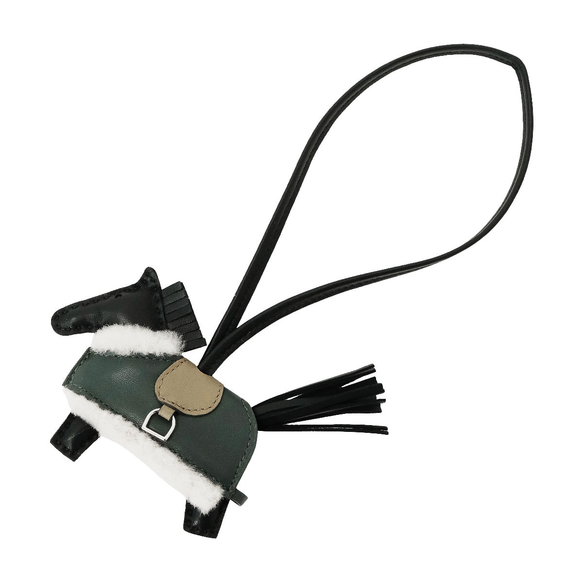 HERMES エルメス バッグチャーム ロデオ ロベオ プラッシュ PM 黒 (ブラック)/ベージュマルファ/ヴェールマングローブ アニョーミロ(ラム)/スイフト/ムートン シルバー金具 G刻印 新品