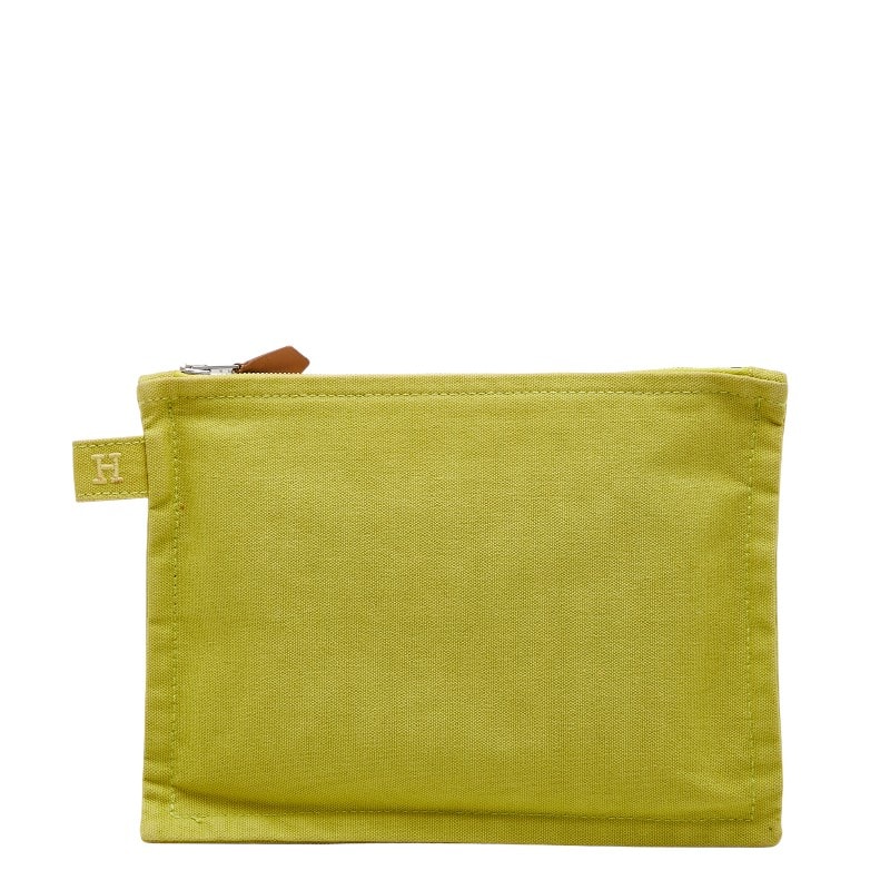 エルメス ボラボラ PM (小) ポーチ グリーン コットン レディース HERMES 【中古】