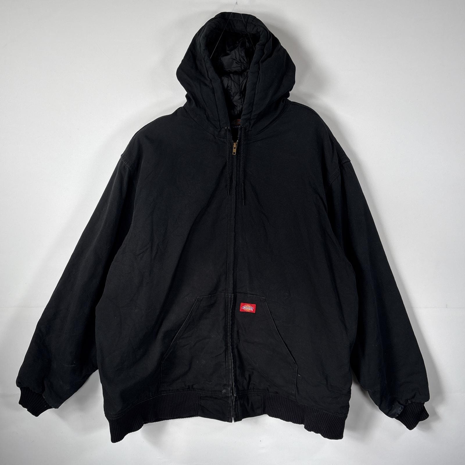 古着 ディッキーズ Dickies ダック ワークジャケット キルティングライナー ワンポイントロゴ 14042 ブラック メンズ