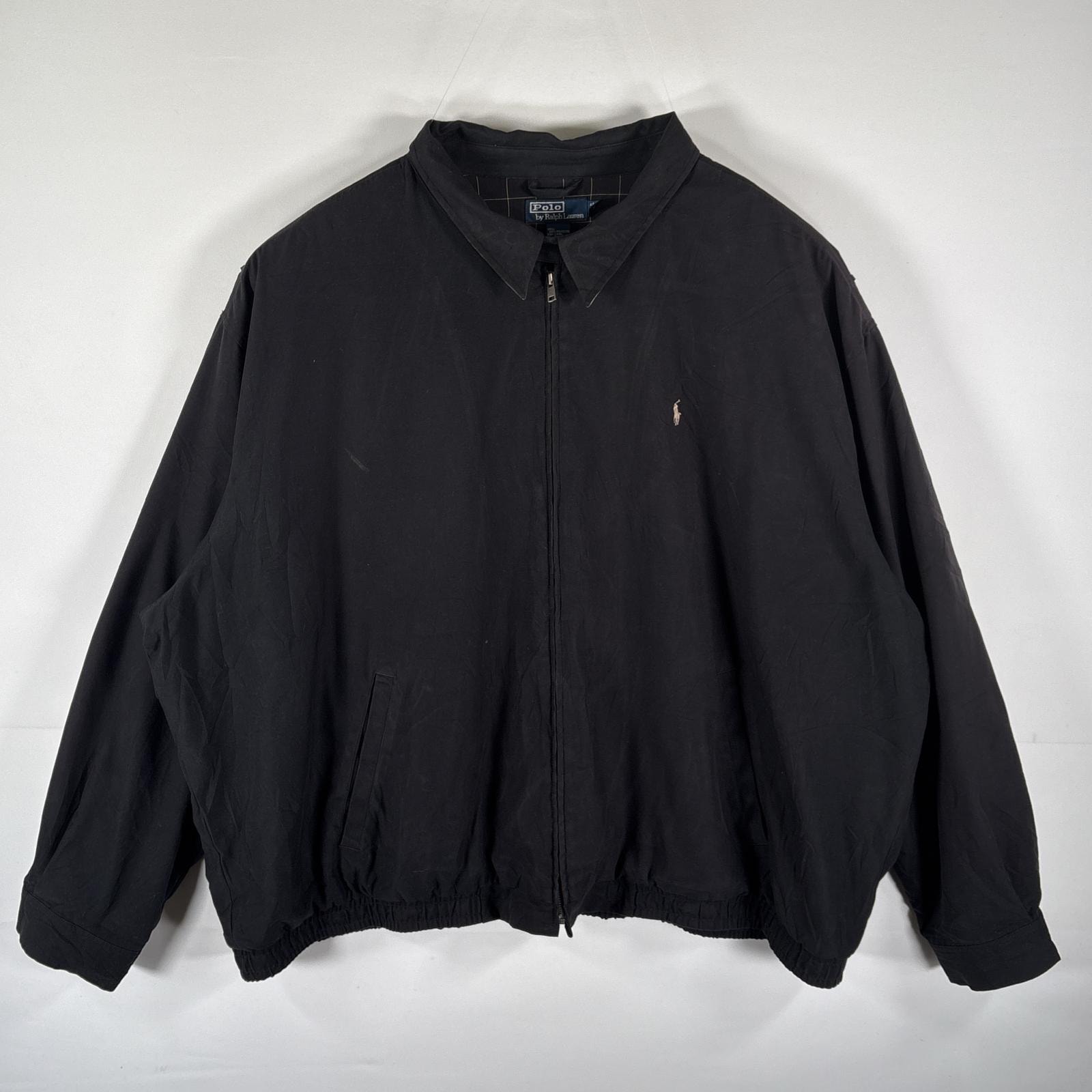 古着 ポロバイラルフローレン Polo by Ralph Lauren スウィングトップジャケット ワンポイントロゴ刺繍 大きいサイズ 4XLT  ブラック メンズ