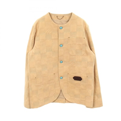 ルイ・ヴィトン LOUIS VUITTON ダミエチェック ノーカラージャケット ブルゾン 衣料品 アウター コットン ベージュ メンズ ベージュ系 RM242M MKD HRB61W 【中古】