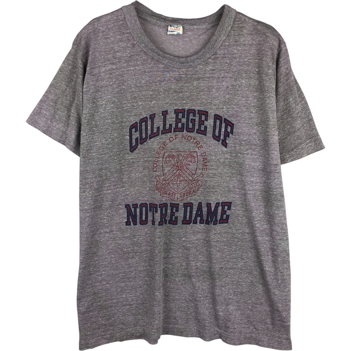 古着 80年代 チャンピオン Champion トリコタグ NOTRE DAME ノートルダム大学 3連プリント カレッジTシャツ USA製 メンズXL相当/eaa616539