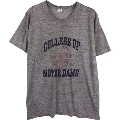 古着 80年代 チャンピオン Champion トリコタグ NOTRE DAME ノートルダム大学 3連プリント カレッジTシャツ USA製 メンズXL相当/eaa616539